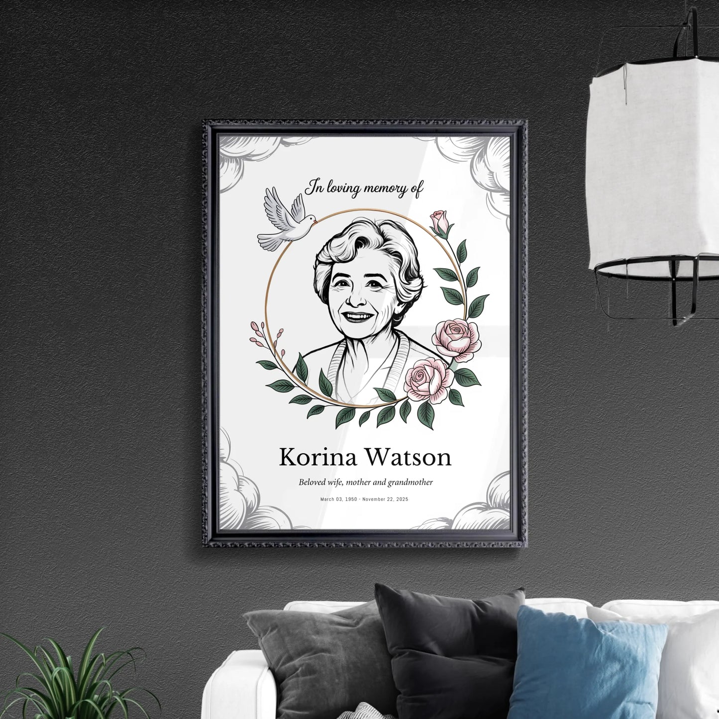 Memorial Wall Art in Retro Black Frame