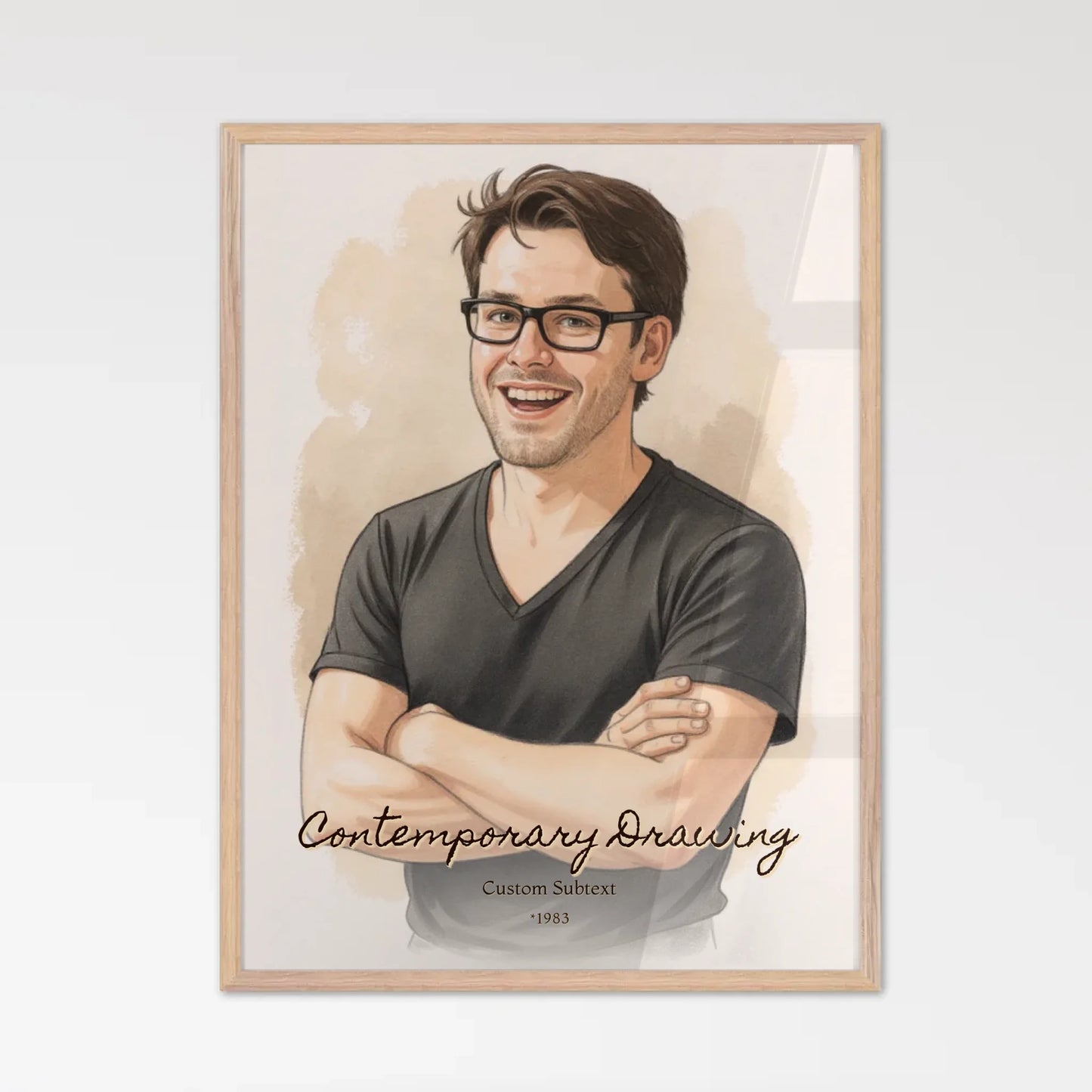 Contemporary Portrait Natural Wooden Framed