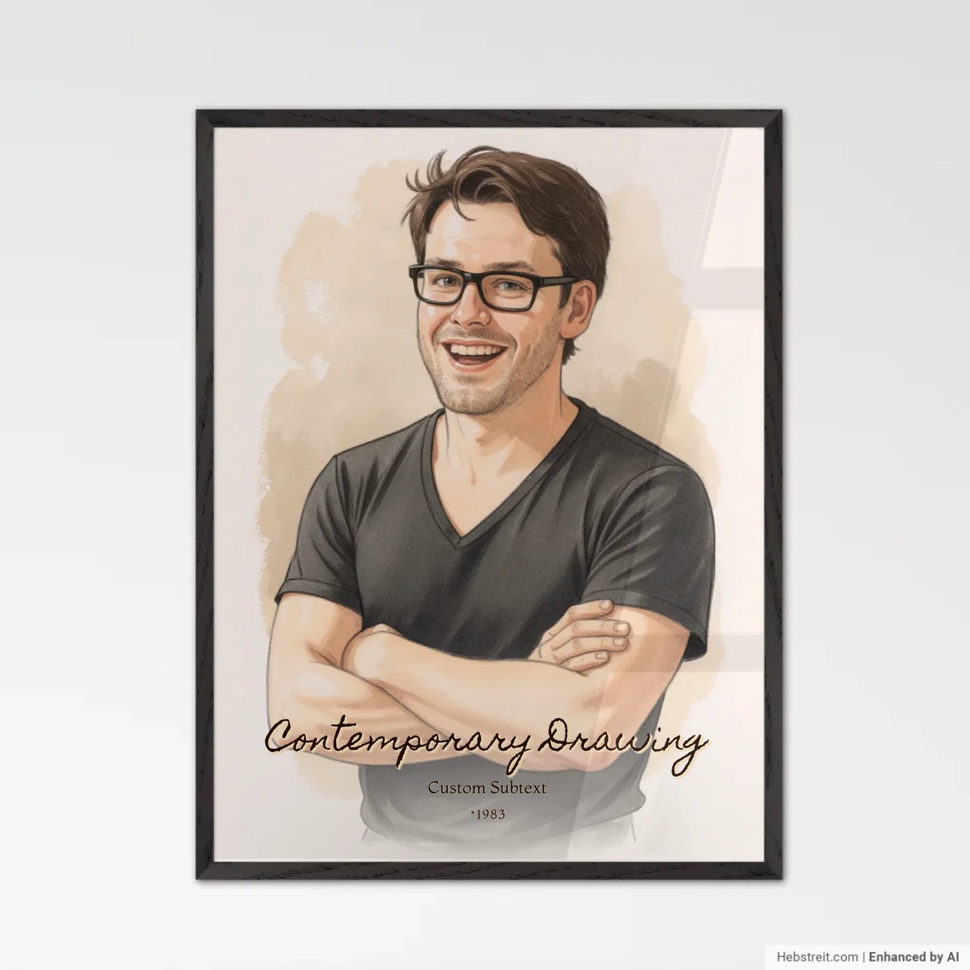 Contemporary Portrait Black Wooden Framed