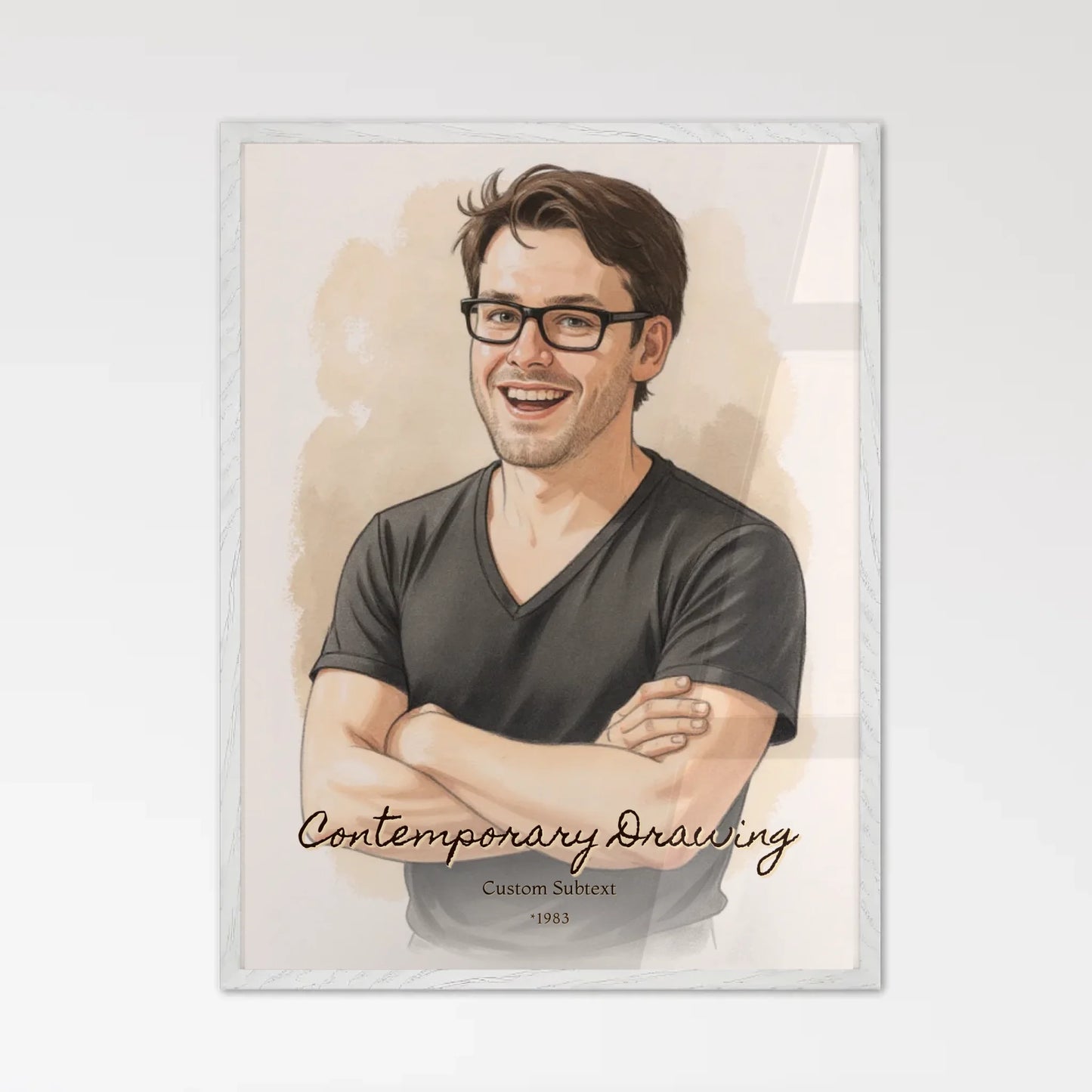 Contemporary Portrait White Wooden Framed