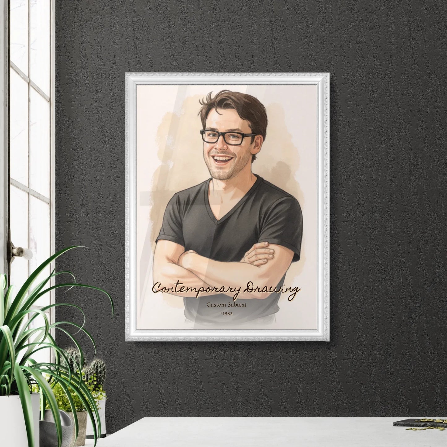 Contemporary Wall Art in Retro White Frame