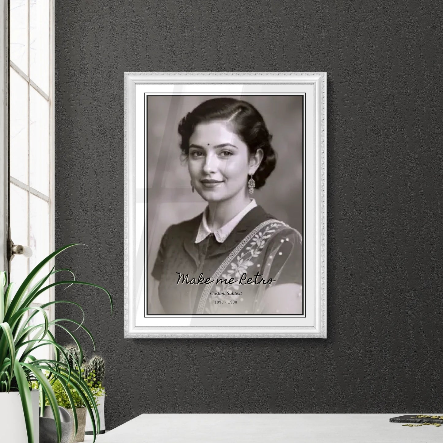 Vintage Photo in Retro White Frame