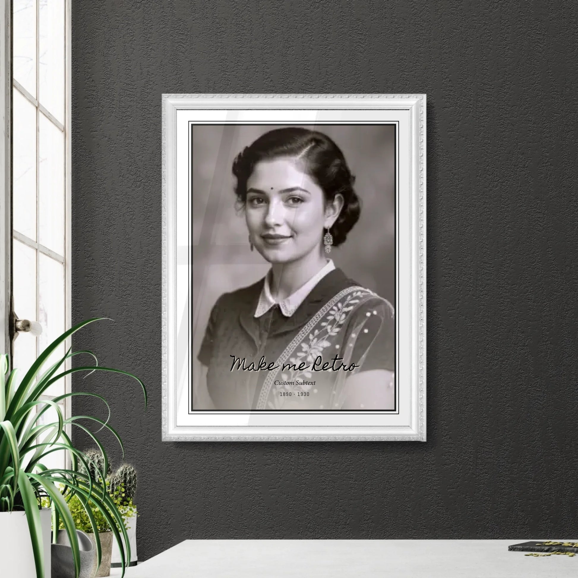 Vintage Photo in Retro White Frame