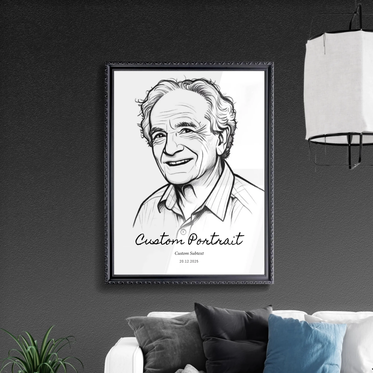 Custom Portrait in Retro Black Frame