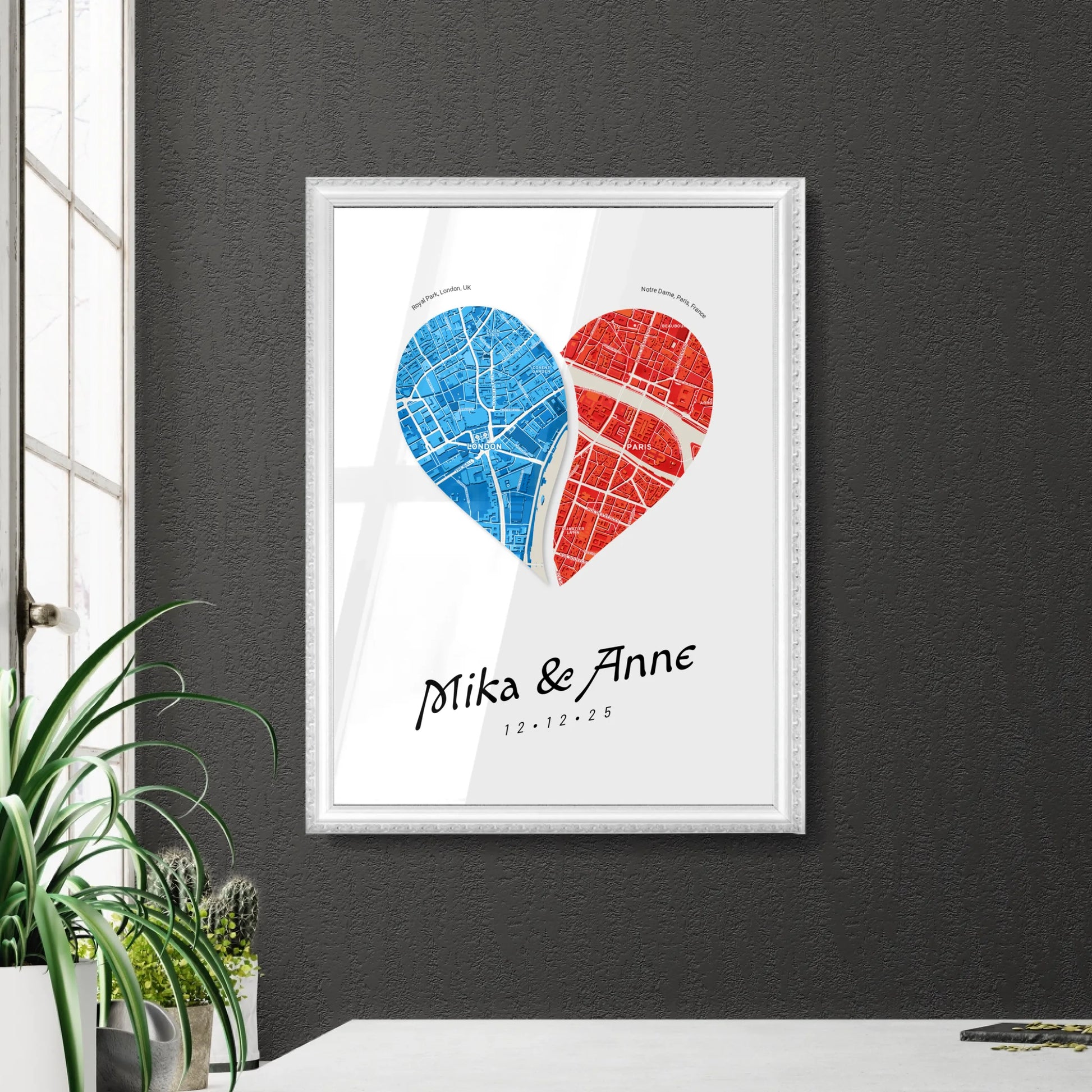 Art Maps in Retro White Frame