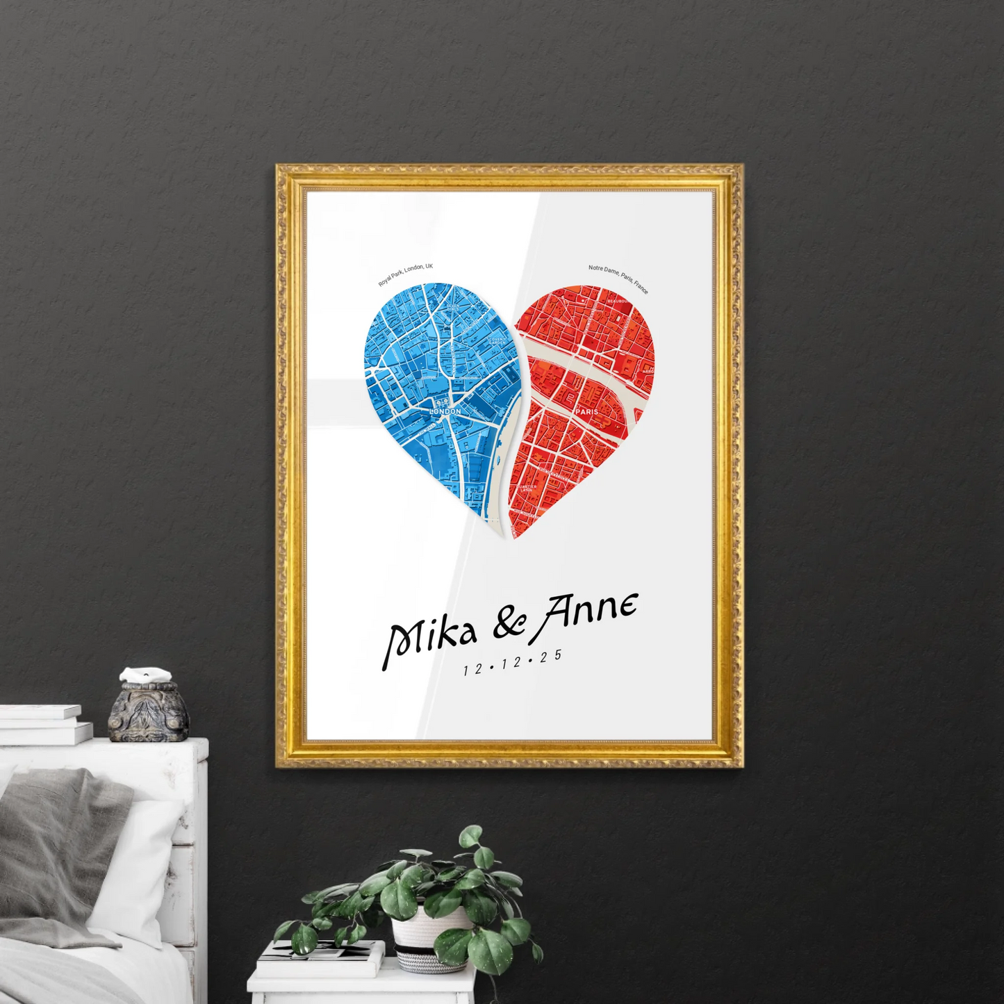 Art Maps in Retro Golden Frame