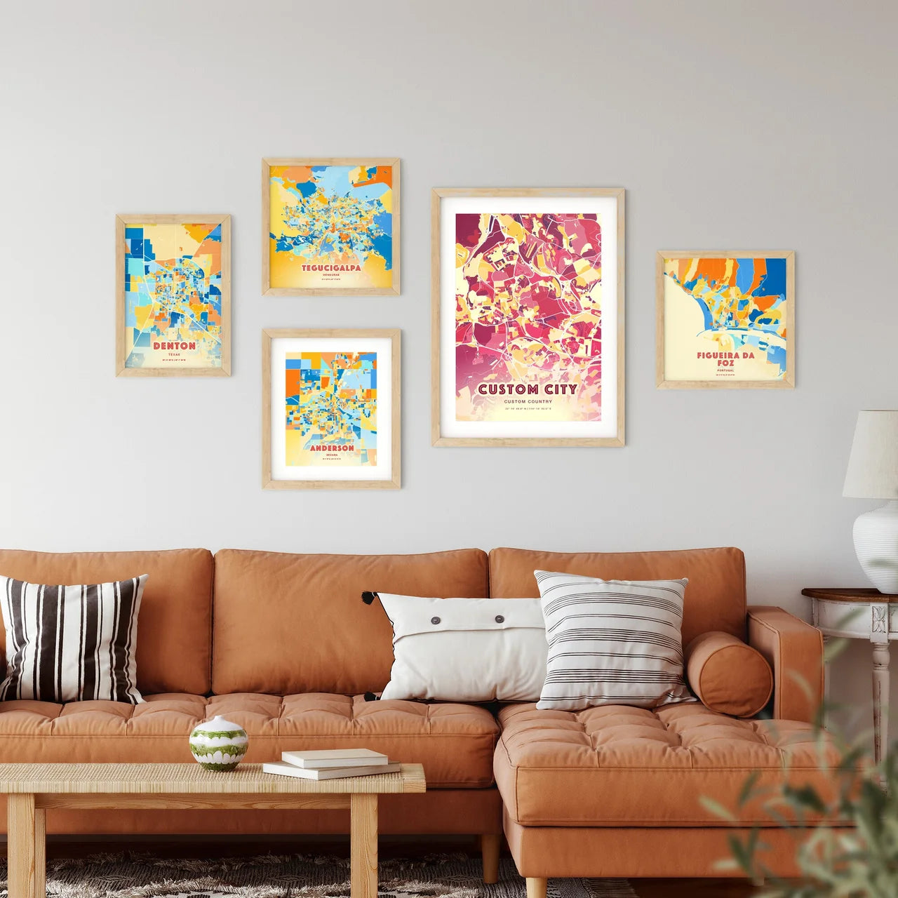 Custom HOT RED City Map Two-toned Creative Hometown City Poster - Design your own map poster now!