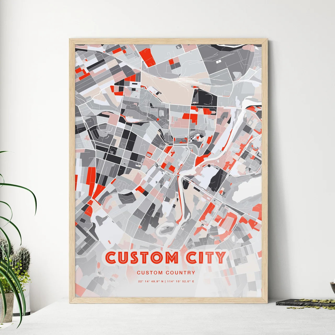 Custom MODERN GREY City Map Two-toned Creative Hometown City Poster - Design your own map poster now!
