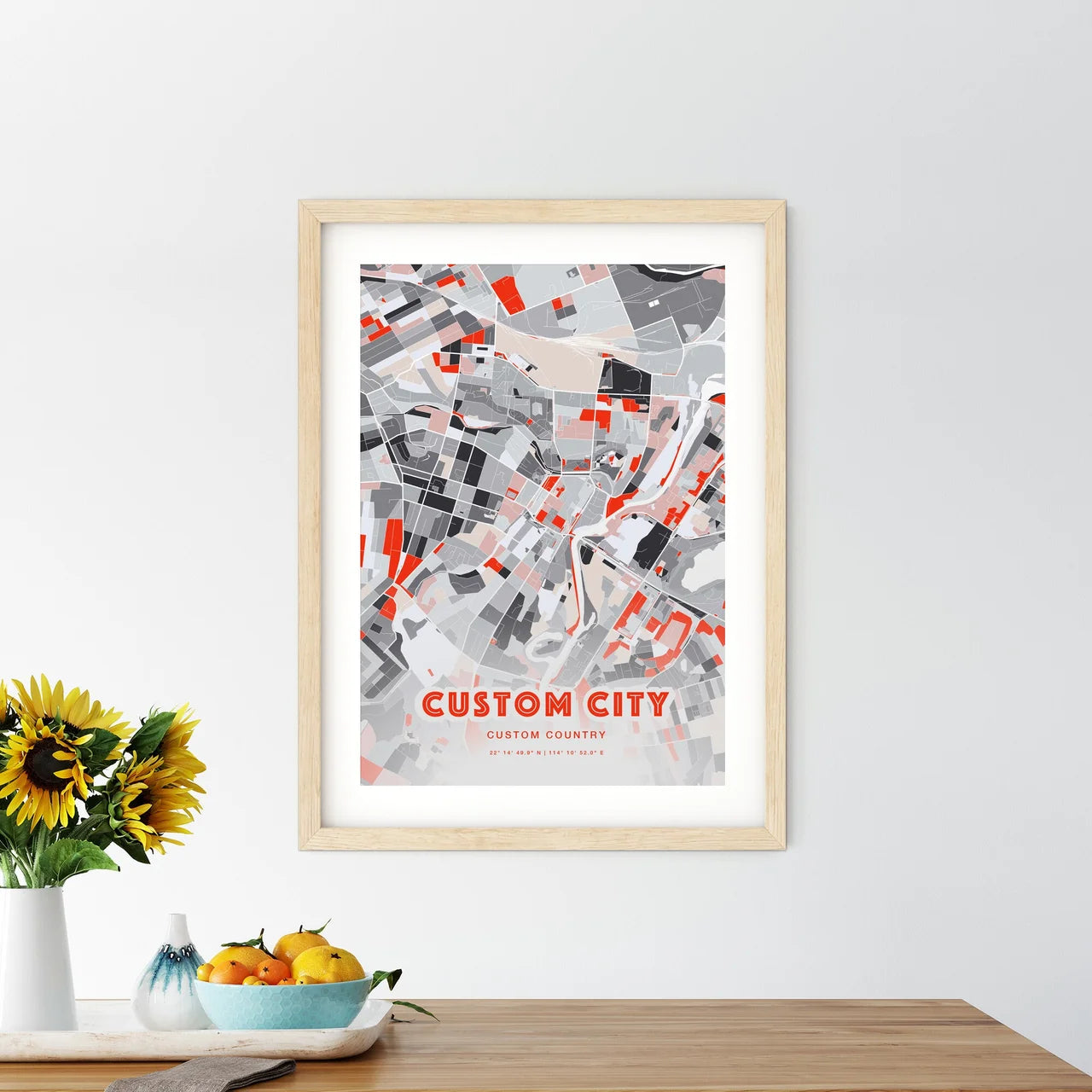 Custom MODERN GREY City Map Two-toned Creative Hometown City Poster - Design your own map poster now!