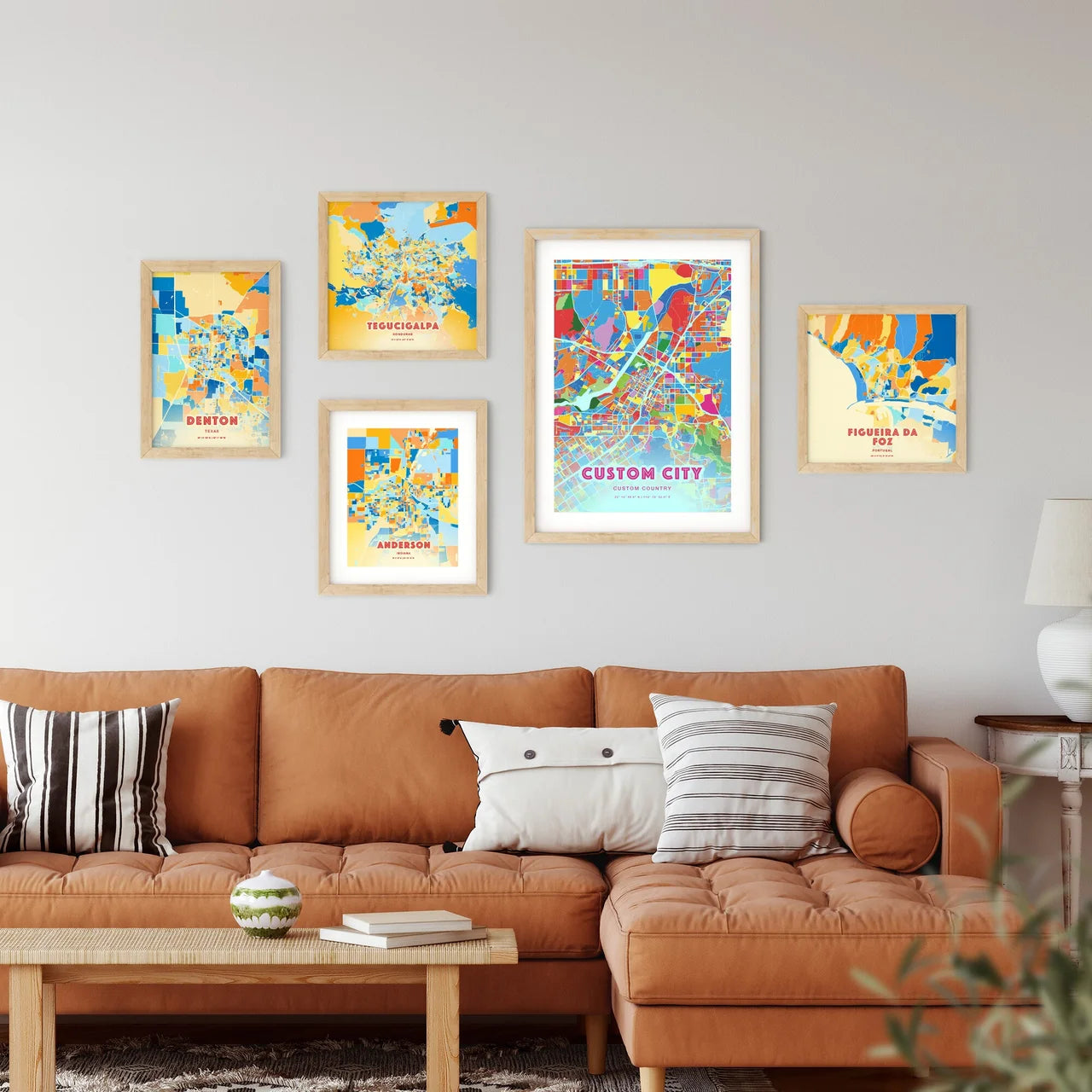 Custom CRAZY COLORFUL City Map Two-toned Creative Hometown City Poster - Design your own map poster now!