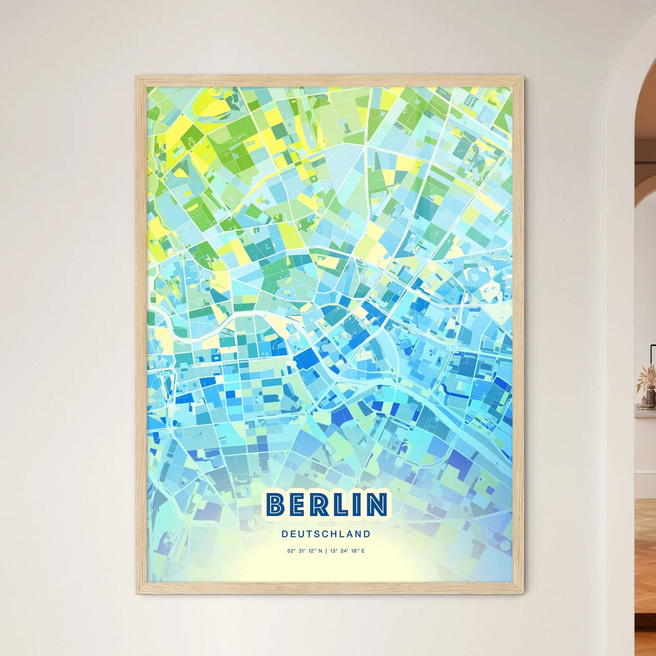 Colorful Berlin Germany Fine Art Map Cool Blue