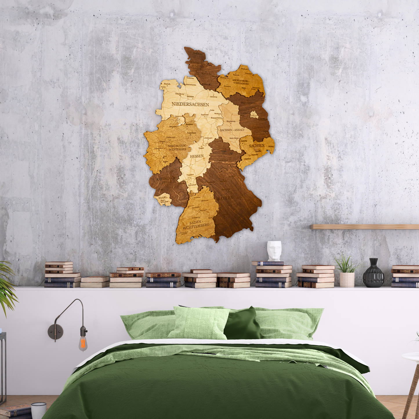 3D Germany Wooden Wall Map – Elegant Wall Art with City Names