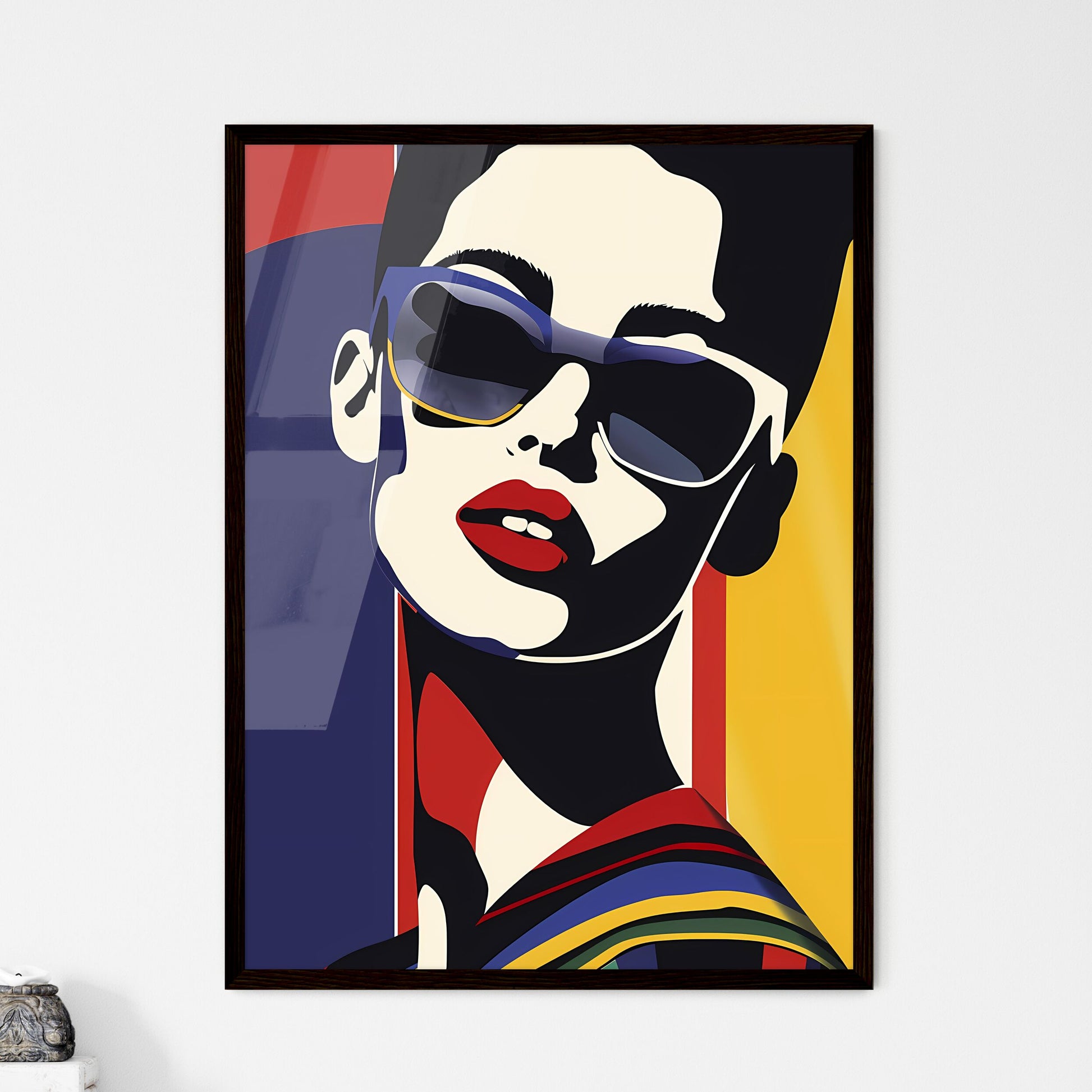 Vibrant Abstract Painting of a Woman Wearing - Framed Art Print