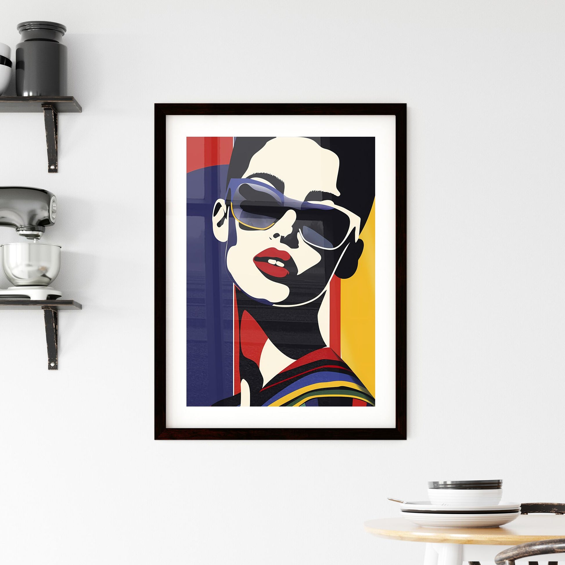 Vibrant Abstract Painting of a Woman Wearing Sunglasses Default Title