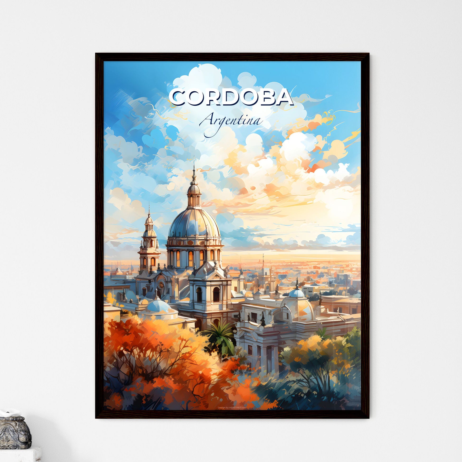 Cordoba Argentina Skyline - A City With A Tall Tower And A Blue Domed Roof - Customizable Travel Gift