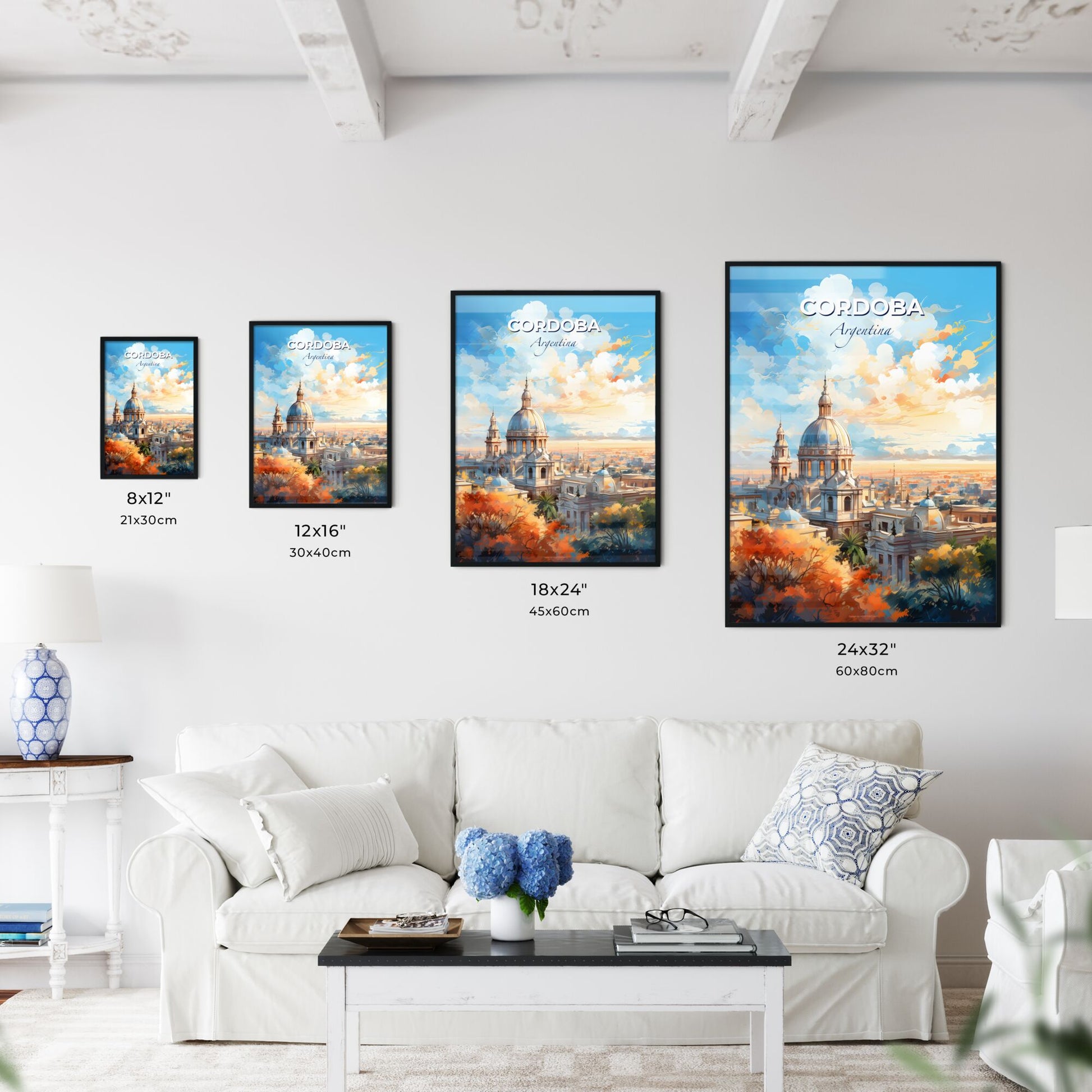 Cordoba Argentina Skyline - A City With A Tall Tower And A Blue Domed Roof - Customizable Travel Gift