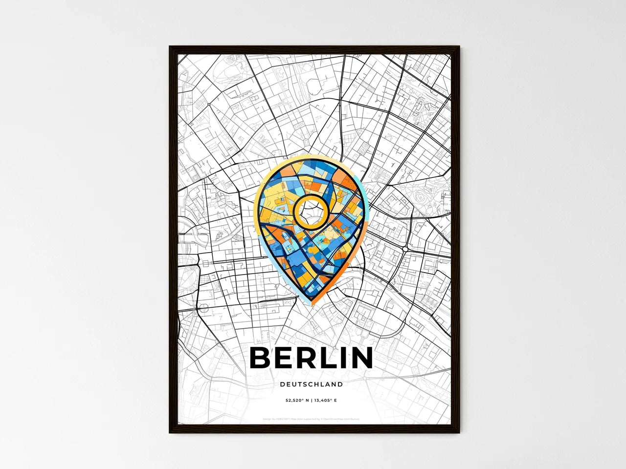 Berlin Germany wedding art map with pointer icon