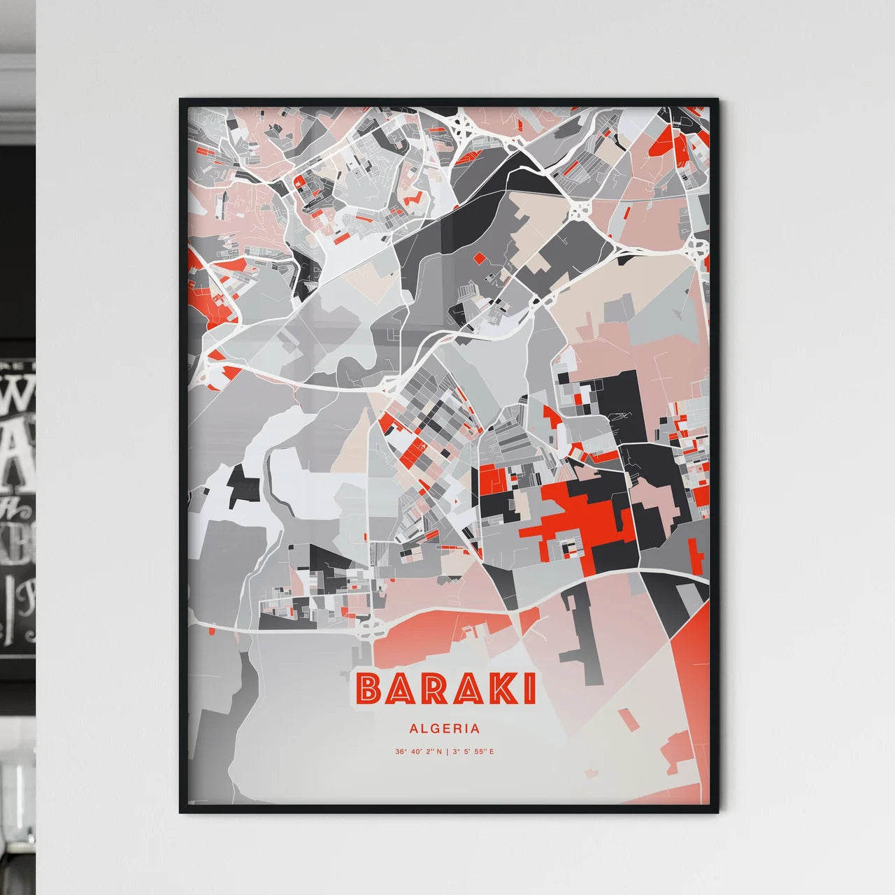 Colorful BARAKI ALGERIA Fine Art Map Modern