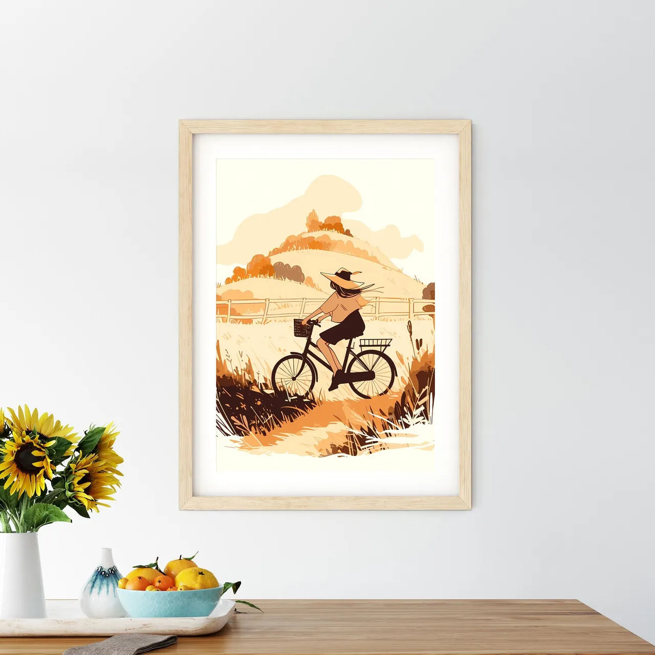 Woman Riding A Bicycle Art Prin - Kitchen Hangings