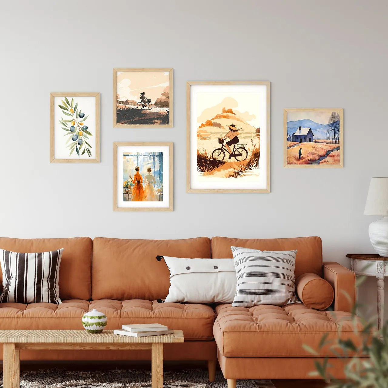 Woman Riding A Bicycle Art Prin Framed Print