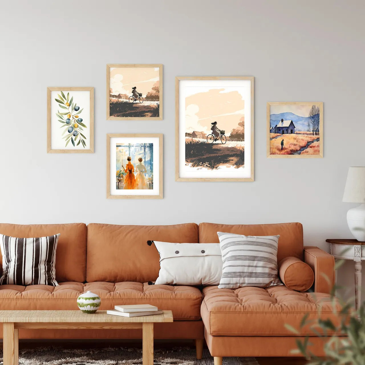 Woman Riding A Bicycle Art Prin Framed Print