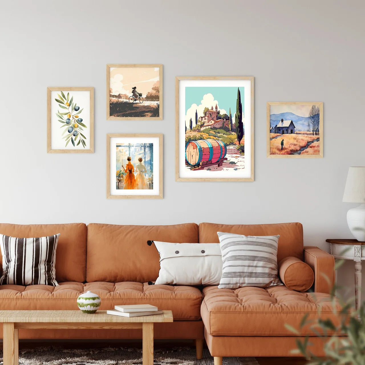Barrel On A Bench In Front Of A Building Art Framed Print