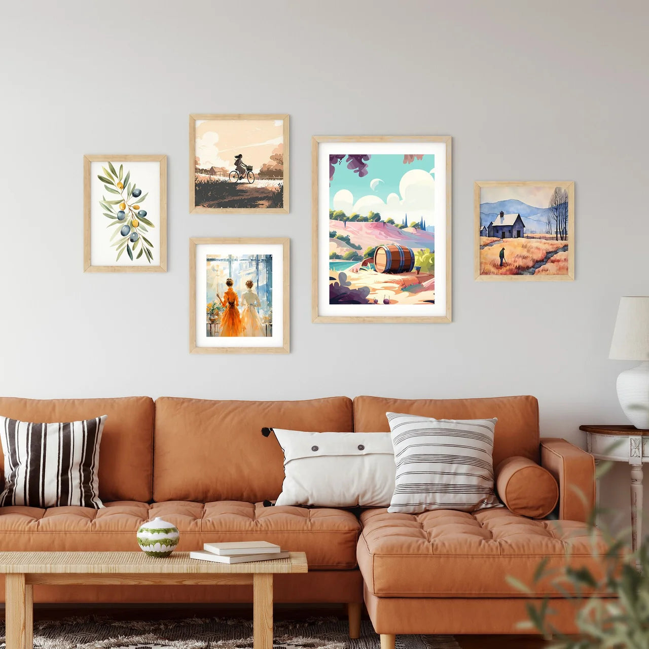 Cartoon Of A Barrel On A Hill Art Prin Framed Print