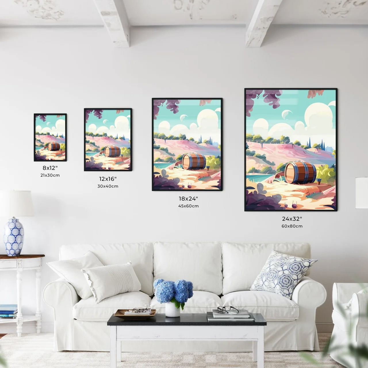 Cartoon Of A Barrel On A Hill Art Prin Wall Art