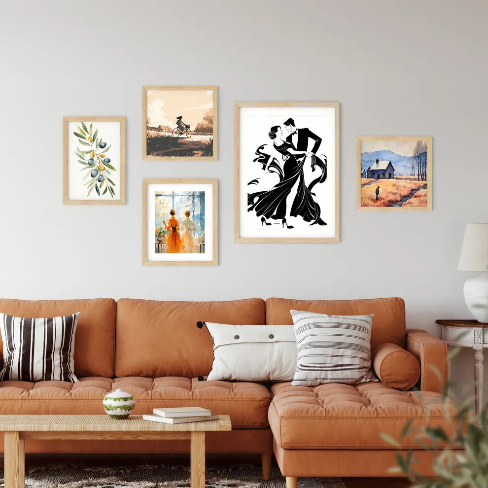 Man And Woman Dancing Art Prin Framed Print