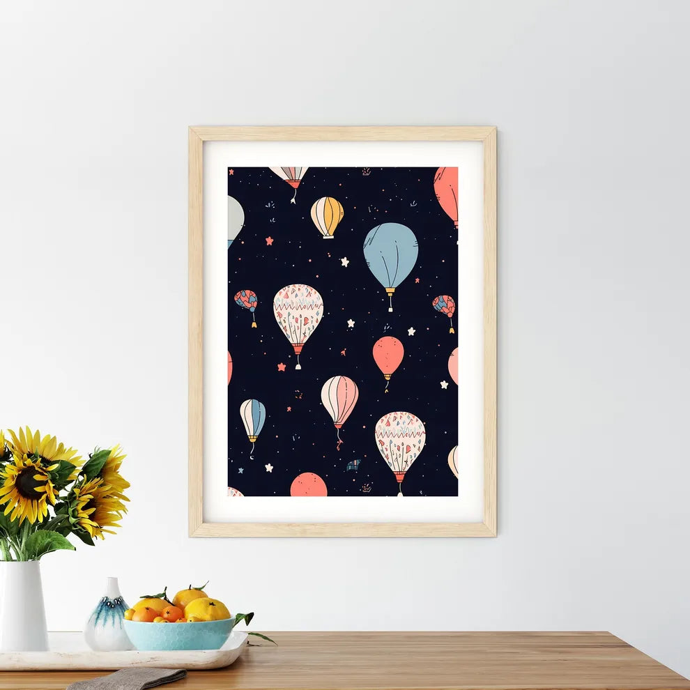 Pattern Of Hot Air Balloons Art Prin - Kitchen Hangings
