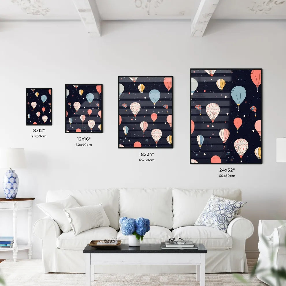 Pattern Of Hot Air Balloons Art Prin Wall Art