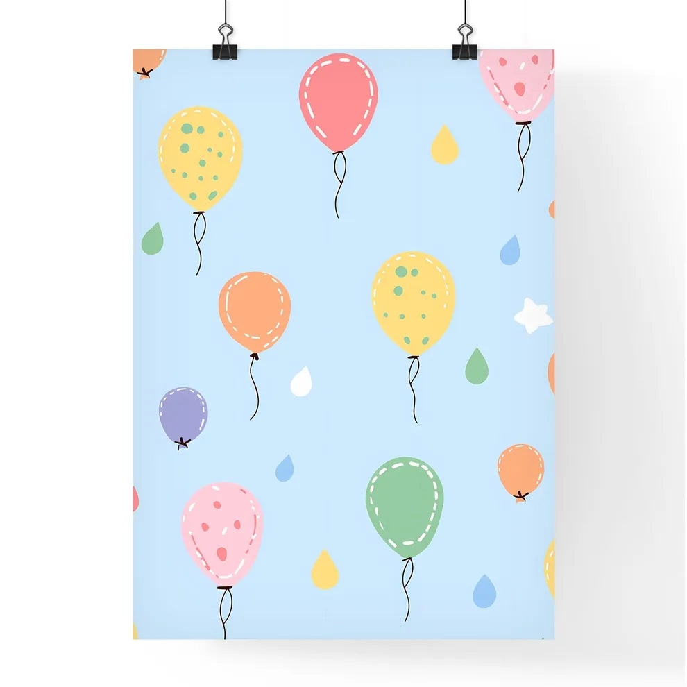 Pattern Of Balloons And Drops Art Prin Poster