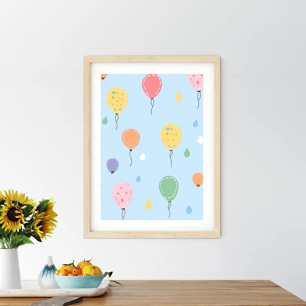 Pattern Of Balloons And Drops Art Prin - Kitchen Hangings