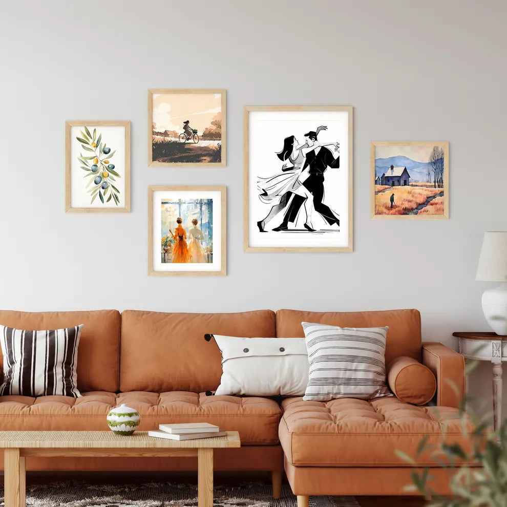 Man And Woman Dancing Art Prin Framed Print