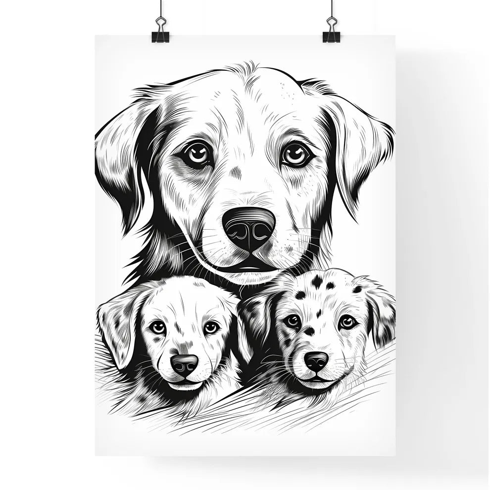 Dog And Puppies Drawing Art P Poster