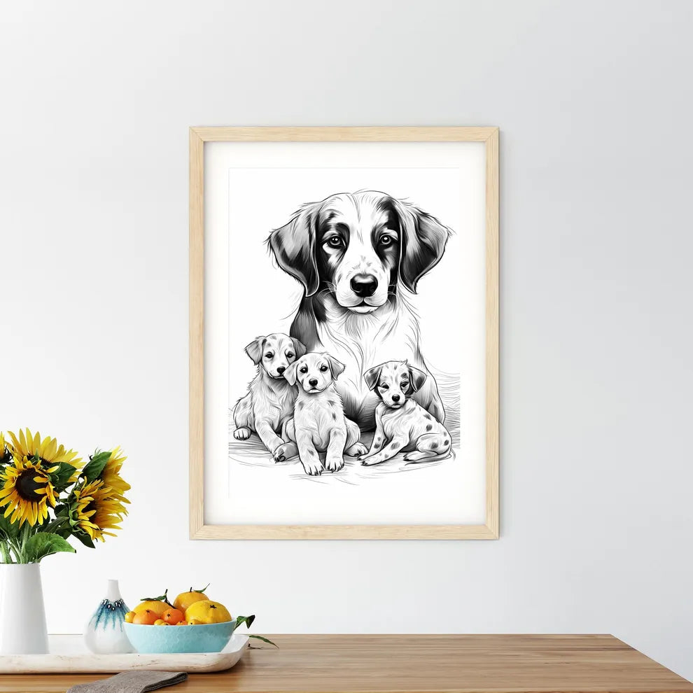 Dog And Puppies Sitting Toget Size Chart