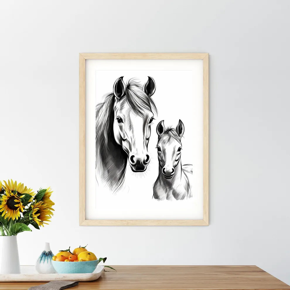 Horse And A Foal Art Print Size Chart