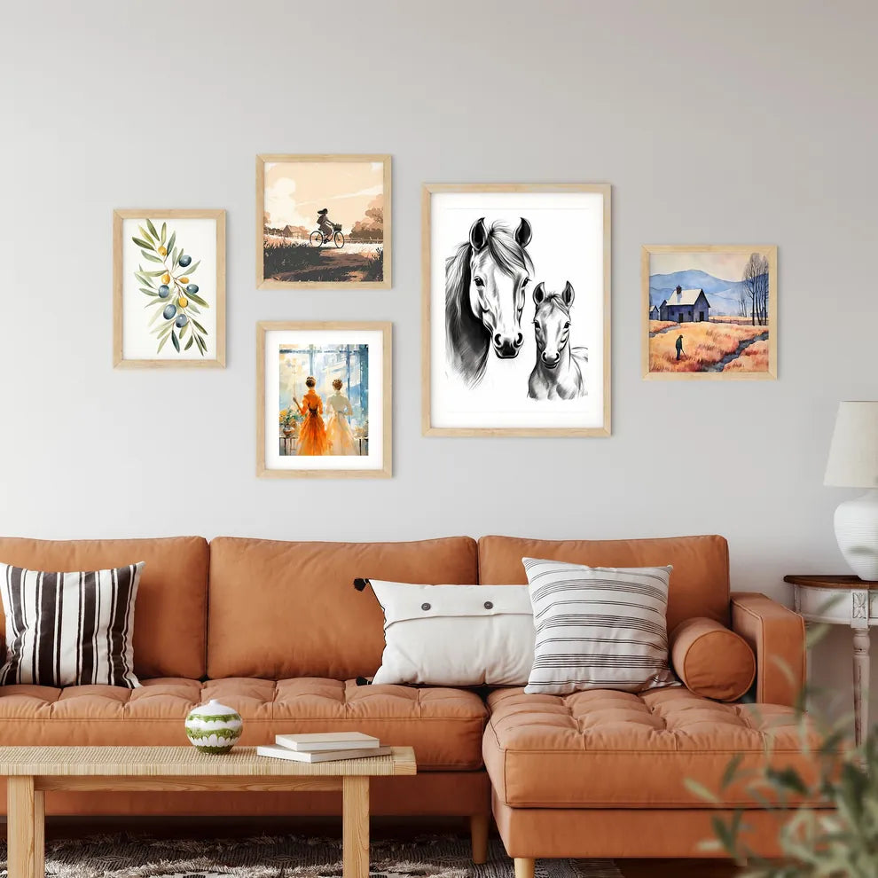 Horse And A Foal Art Print Framed Print