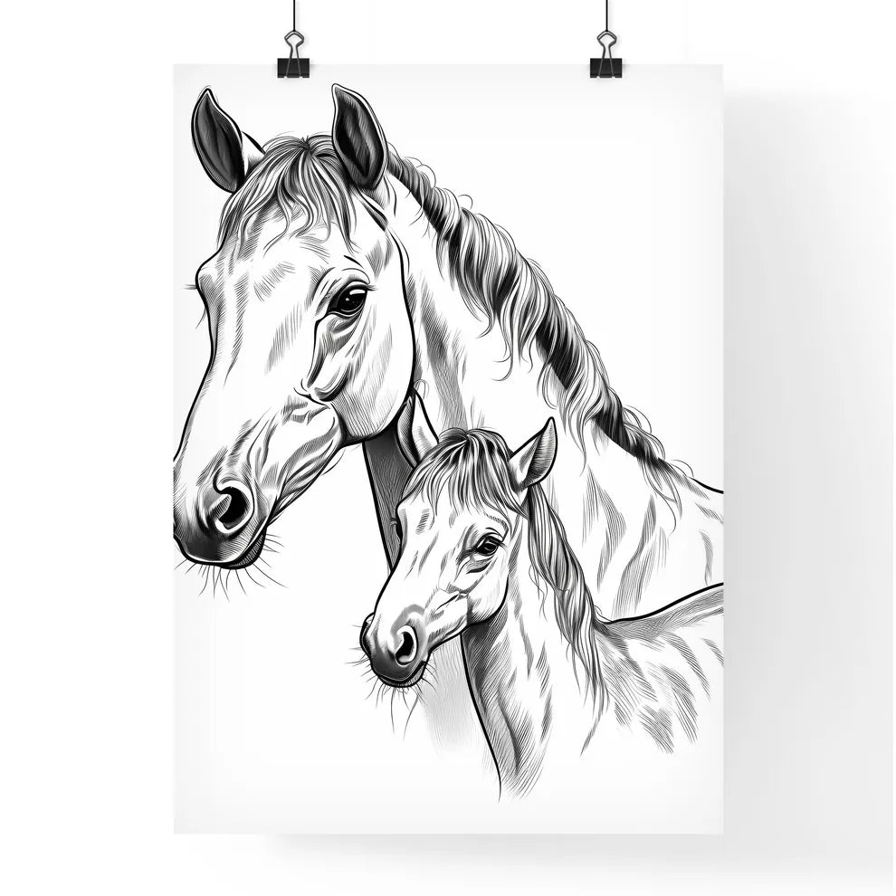 Horse And Foal Sketch Art Pri Poster