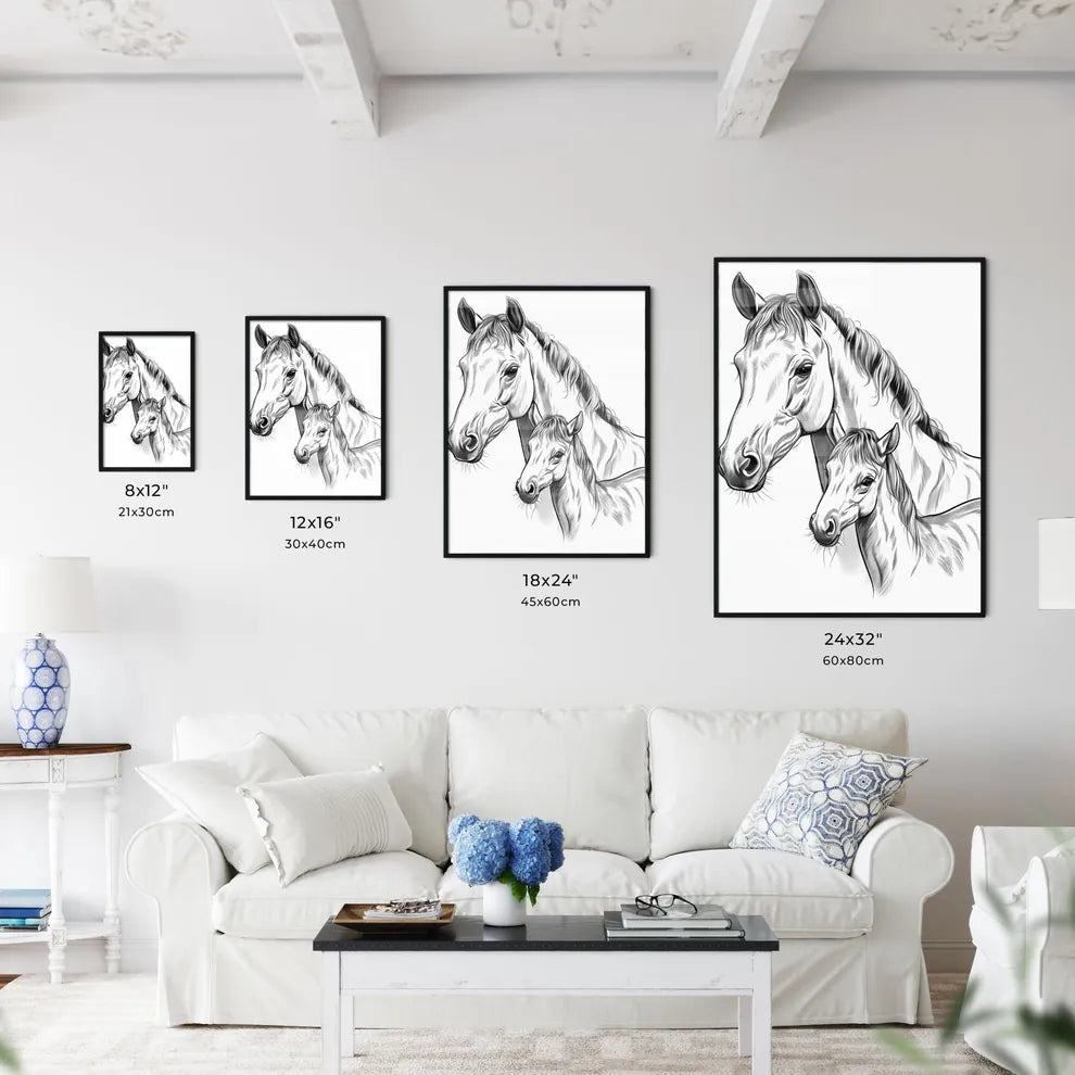 Horse And Foal Sketch Art Pri Art Print