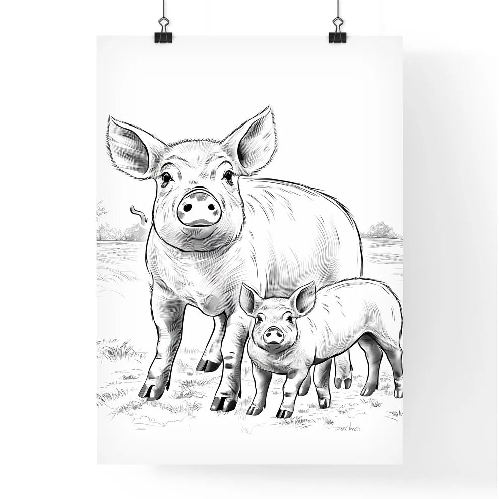 Pig And Piglet In A Field Art Poster
