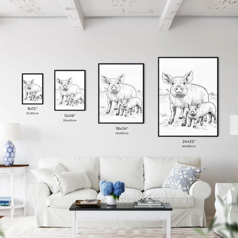 Pig And Piglet In A Field Art Art Print