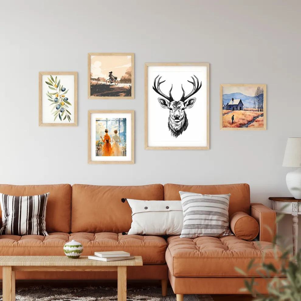 Drawing Of A Deer Head Art Pr Framed Print