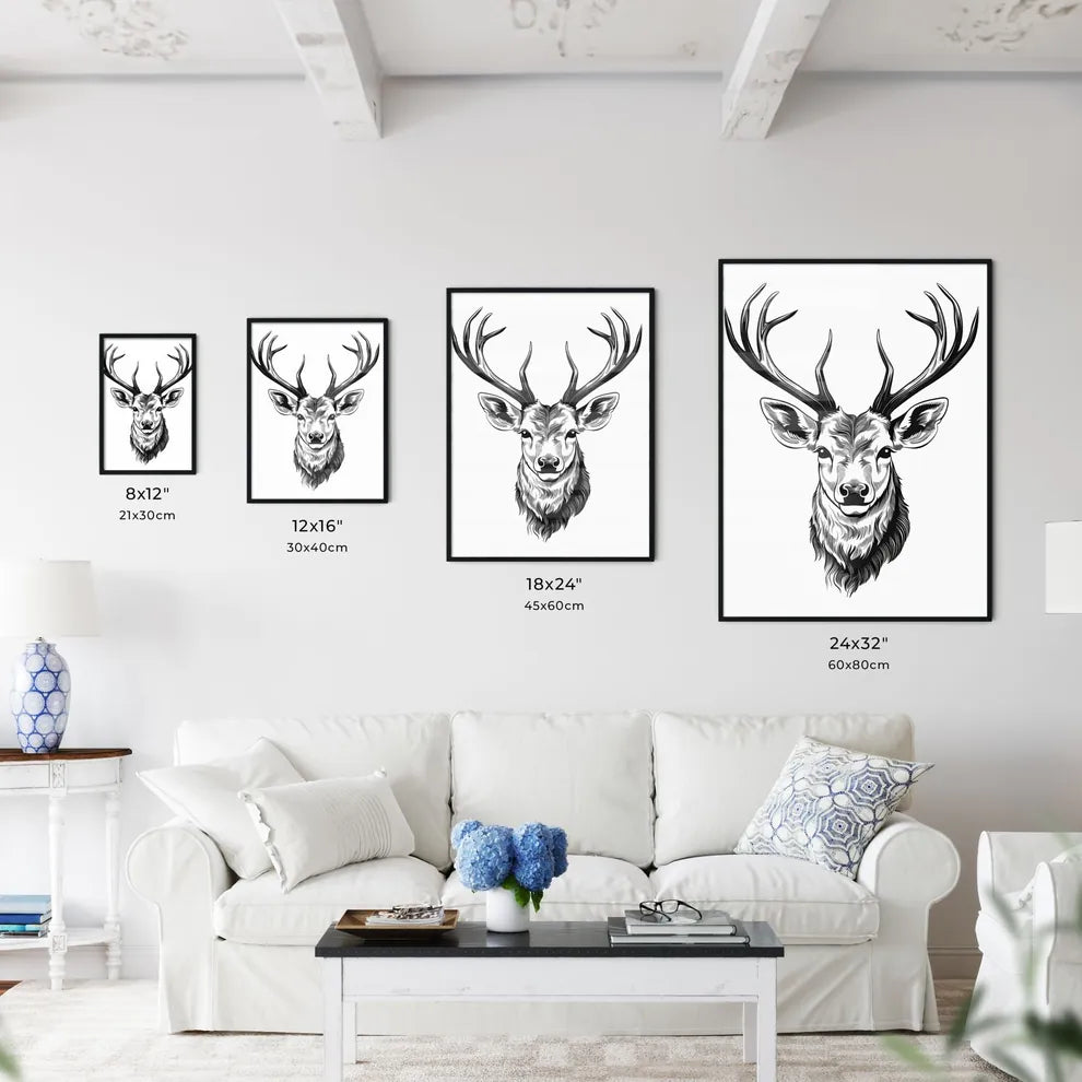 Drawing Of A Deer Head Art Pr Art Print