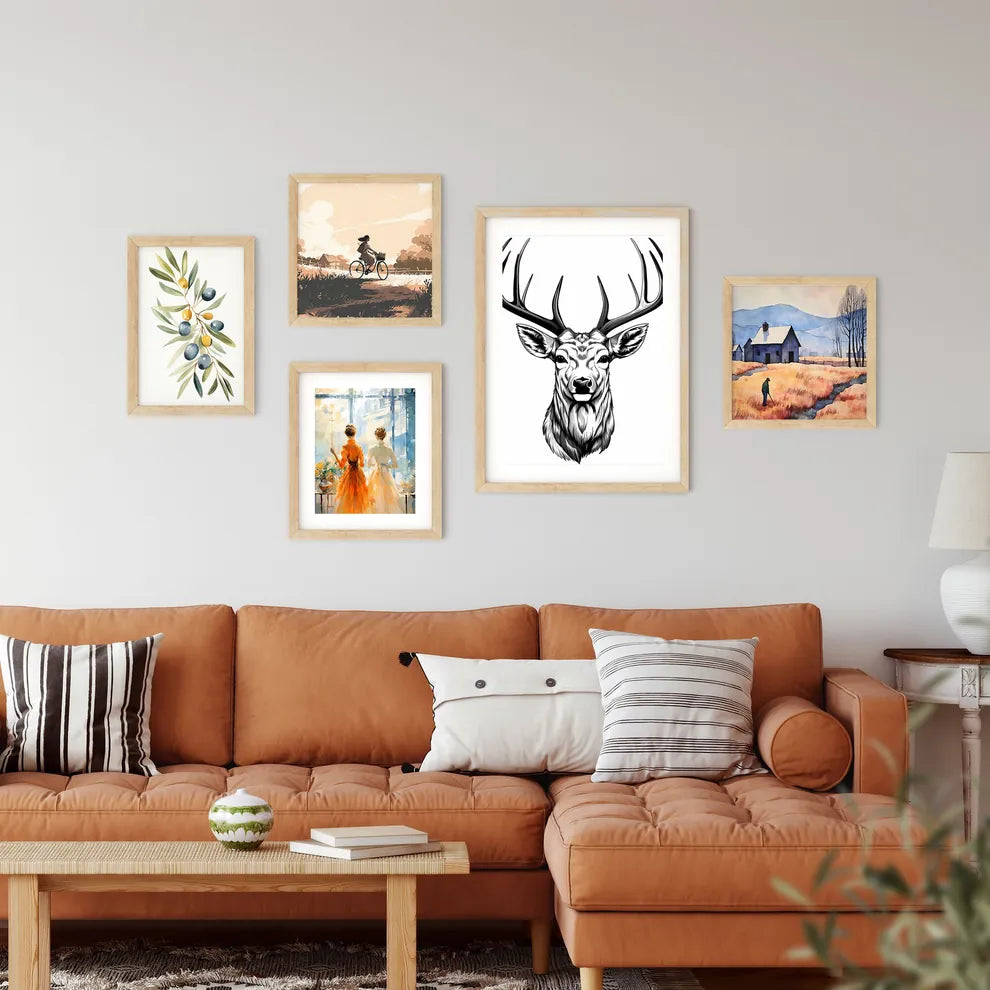 Drawing Of A Deer Head Art Pr Framed Print