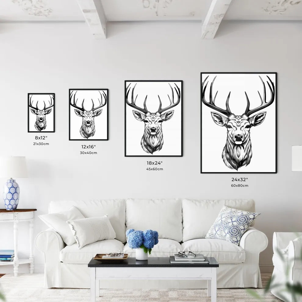 Drawing Of A Deer Head Art Pr Art Print