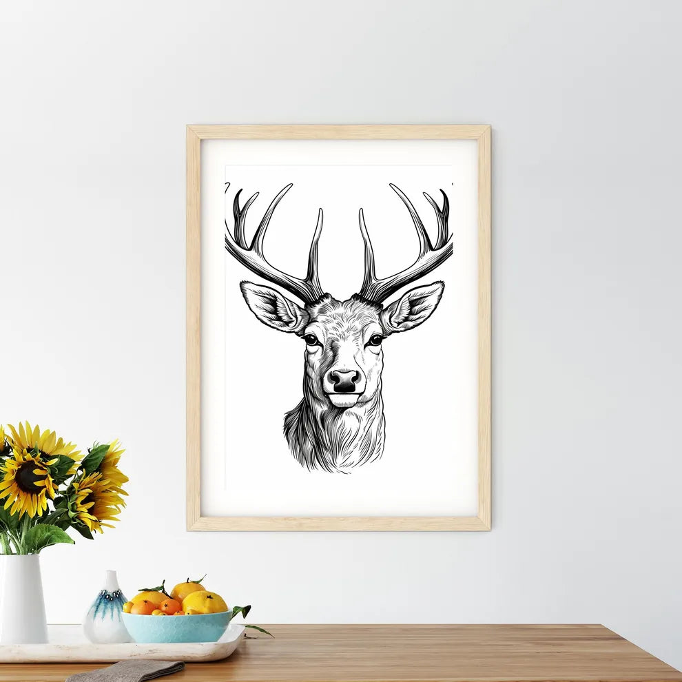Drawing Of A Deer Art Print Size Chart