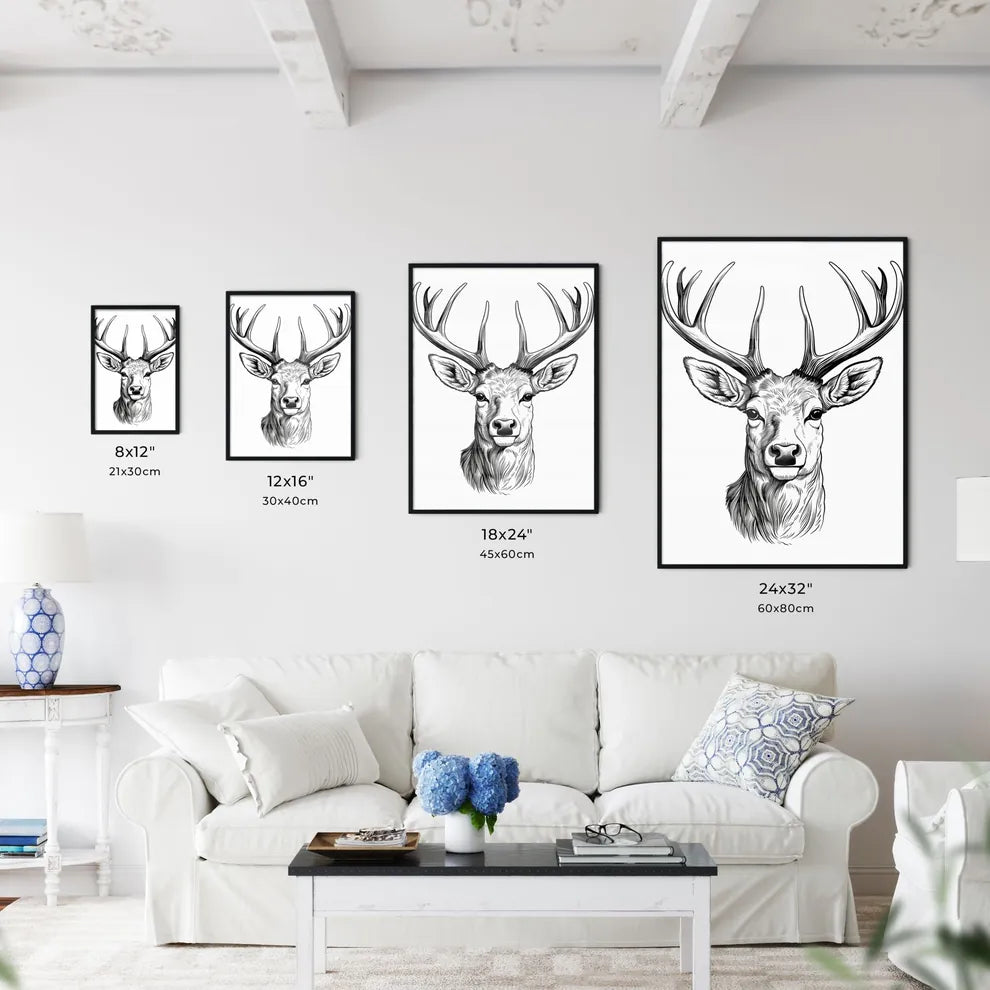 Drawing Of A Deer Art Print Art Print
