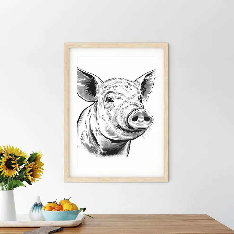 Pig With Large Ears Art Print Size Chart