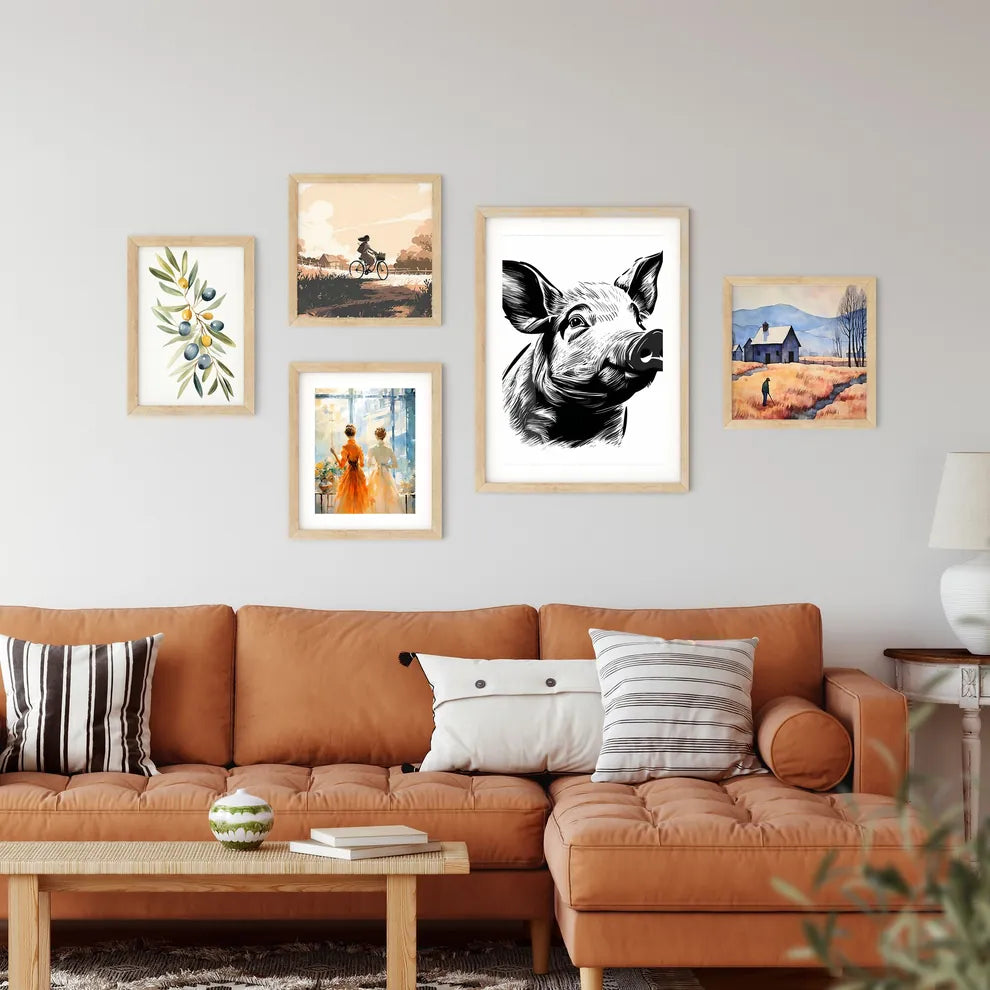 Black And White Drawing Of A  Framed Print